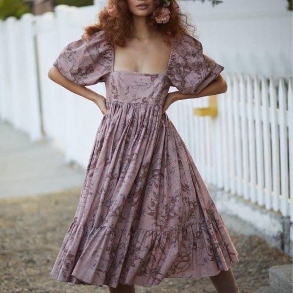 Selkies Autumn Toile cotton French puff dress size small